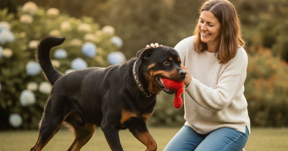 A dog being cared for at home, illustrating rottweiler health problems