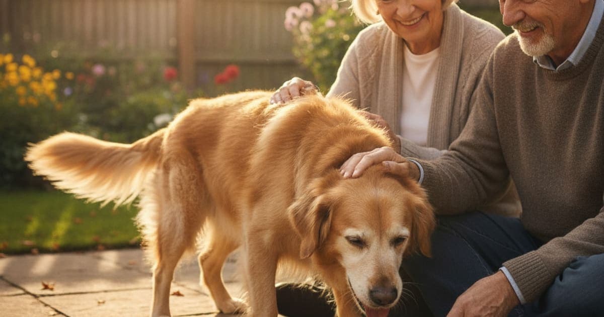 A dog being cared for at home, illustrating homemade senior dog diets: recipes, raw feeding, safety