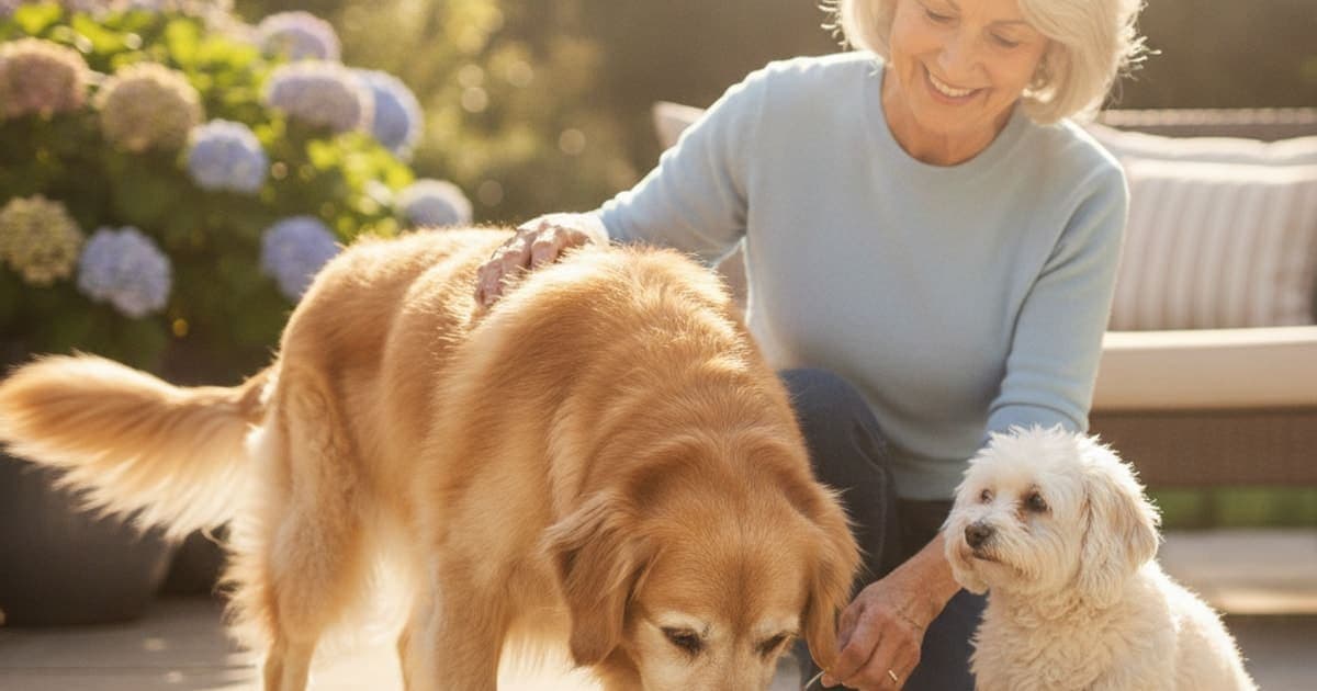 A dog being cared for at home, illustrating senior dog kidney diet: what changes and why