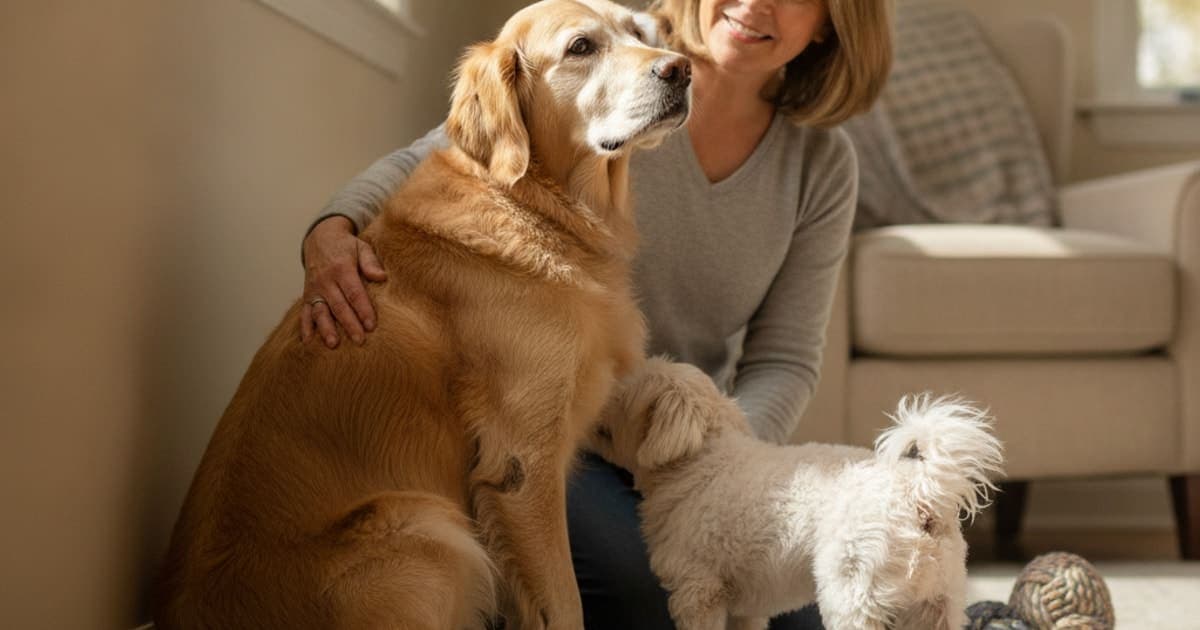 A dog being cared for at home, illustrating senior dog sitting in corner facing wall: what it means
