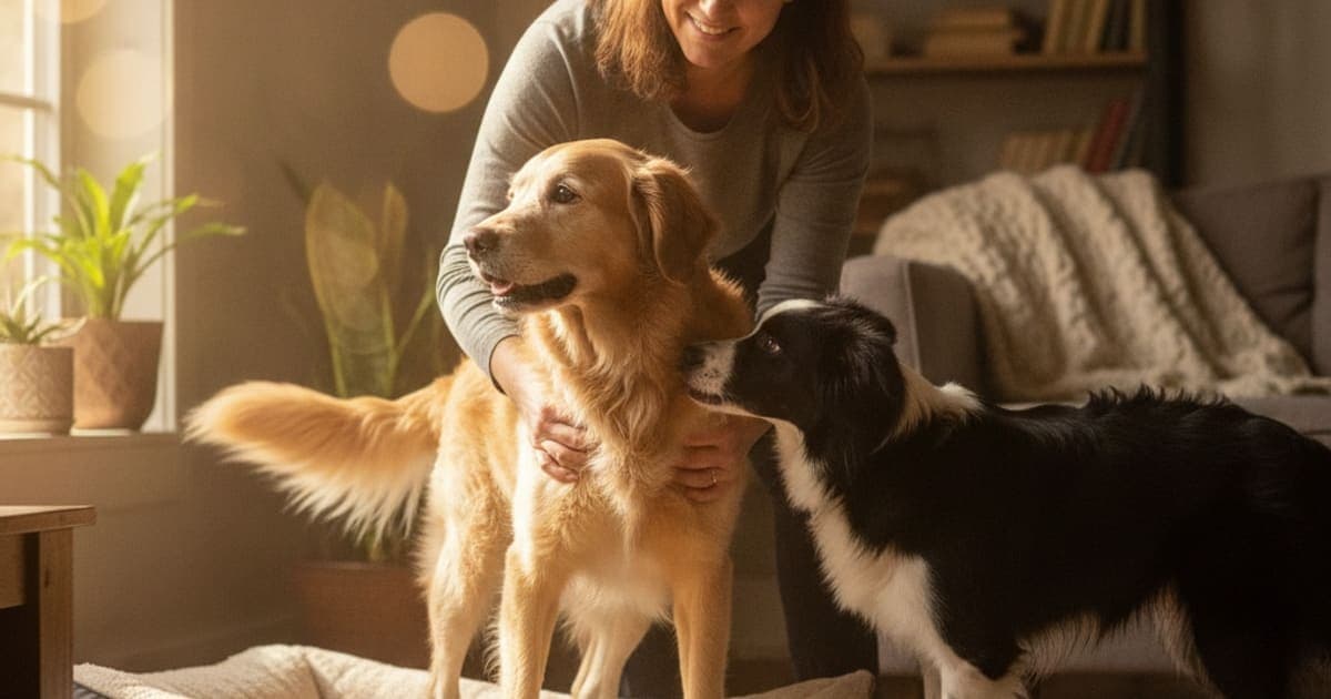 A dog being cared for at home, illustrating what can i give my old dog for stiff joints? (senior dogs)