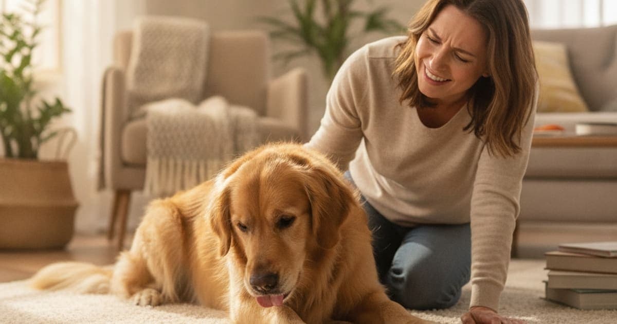 A dog being cared for at home, illustrating should i worry if my dog is licking a joint? (what it means)