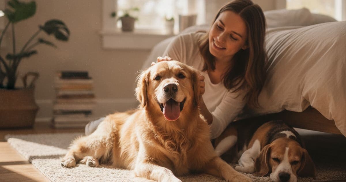 A dog being cared for at home, illustrating should i worry if my dog is panting at night? (causes)
