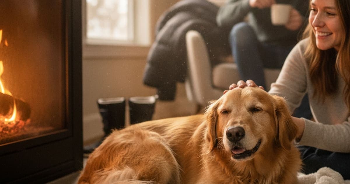 A dog being cared for at home, illustrating should i worry if my dog is stiff in cold weather