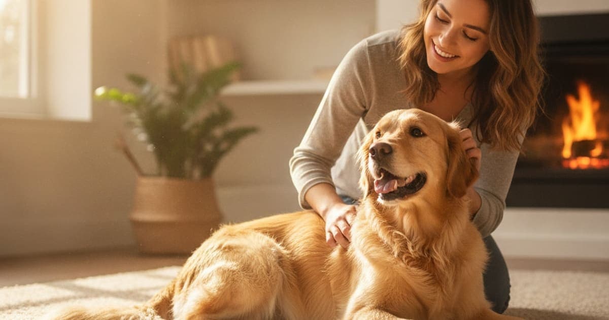 A dog being cared for at home, illustrating shoulder instability in dogs: signs, causes and what helps
