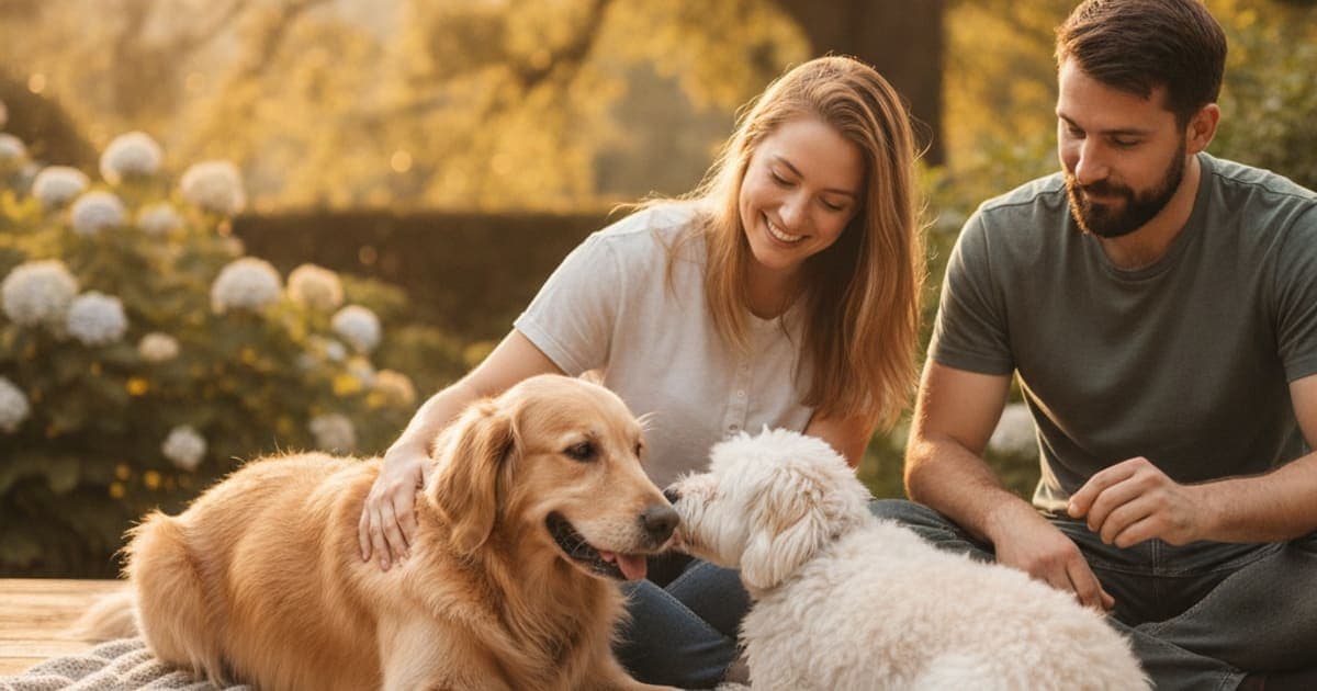 A dog being cared for at home, illustrating shoulder ocd in dogs: signs, causes and what helps