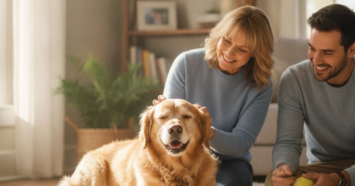 A dog being cared for at home, illustrating signs of aging in dogs