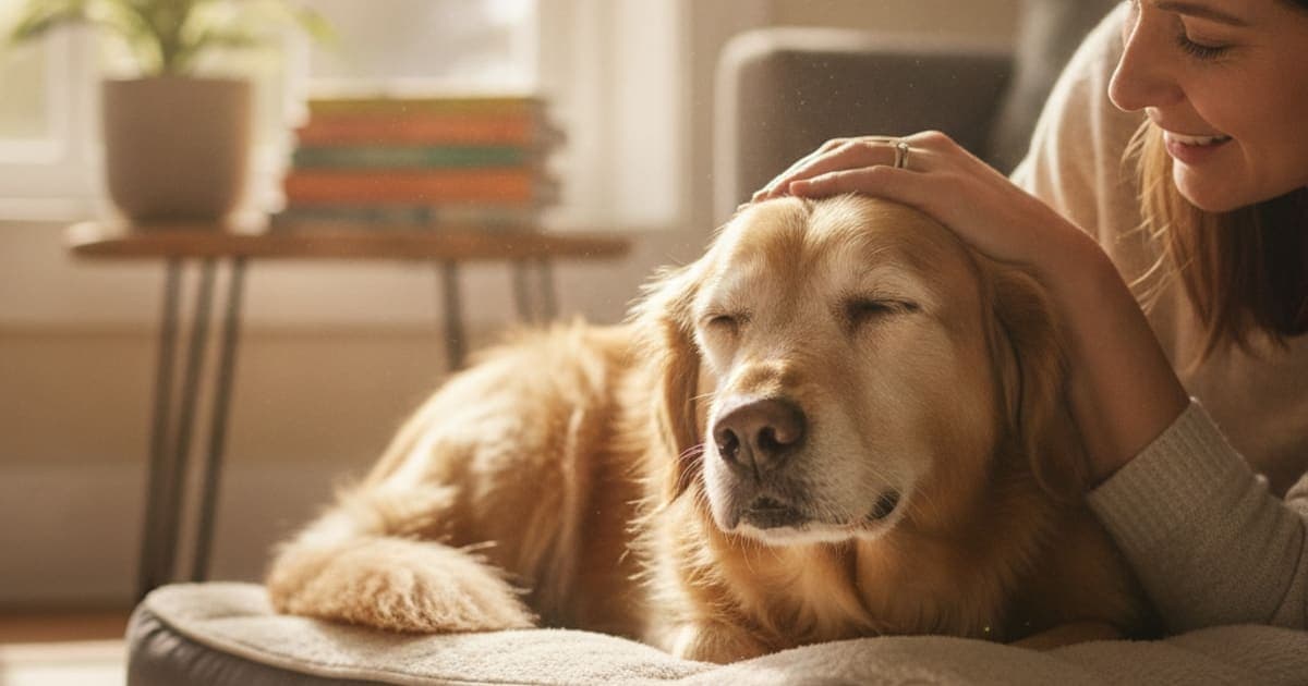 A dog being cared for at home, illustrating signs an old dog is about to pass away