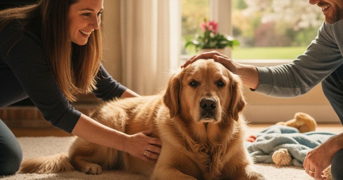A dog being cared for at home, illustrating spinal injury in dogs: signs, causes and what helps