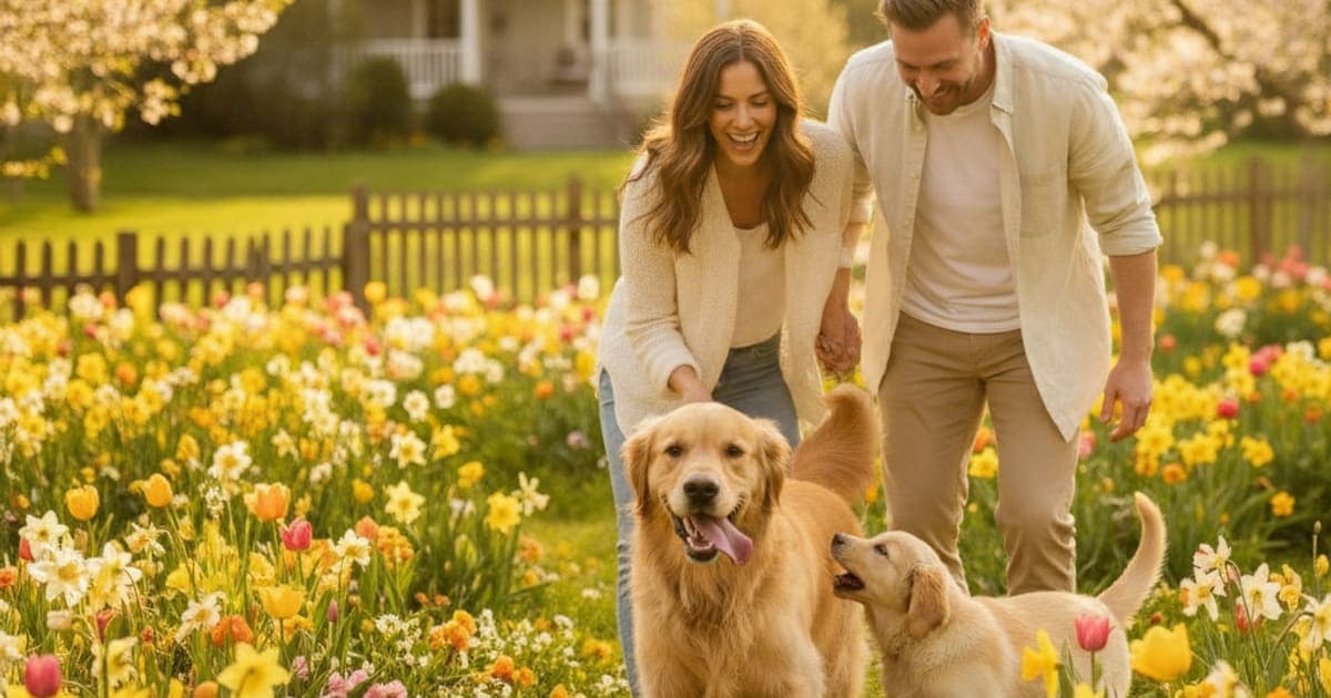 A dog being cared for at home, illustrating springtime dog supplements