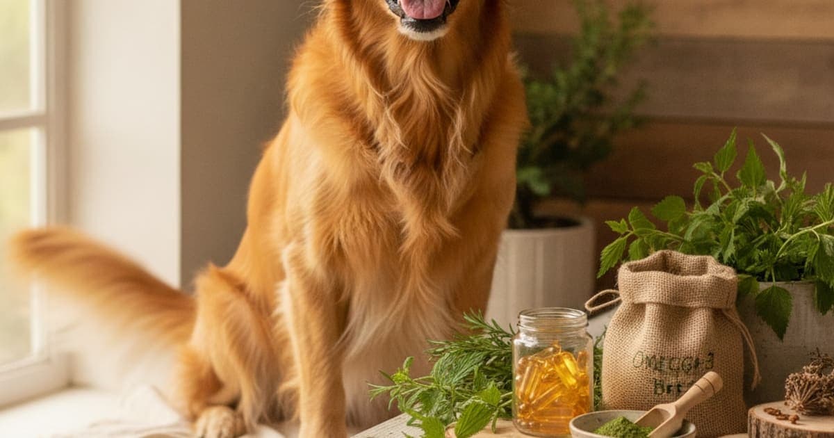 A dog being cared for at home, illustrating supplements for dog hair growth: what supports a coat