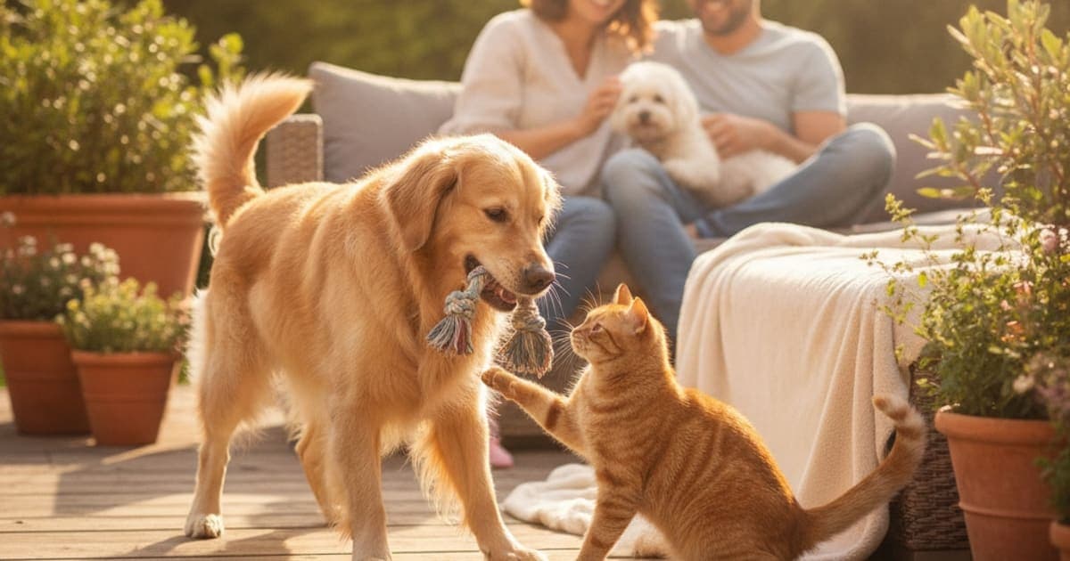 A dog being cared for at home, illustrating supplements for dogs and cats