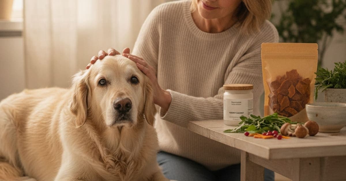 A dog being cared for at home, illustrating supplements for dogs with kidney disease: what to know