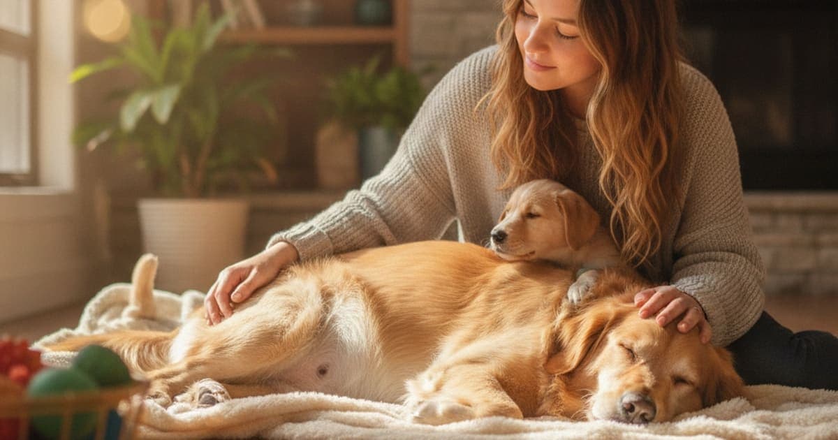 A dog being cared for at home, illustrating supplements for pregnant dogs