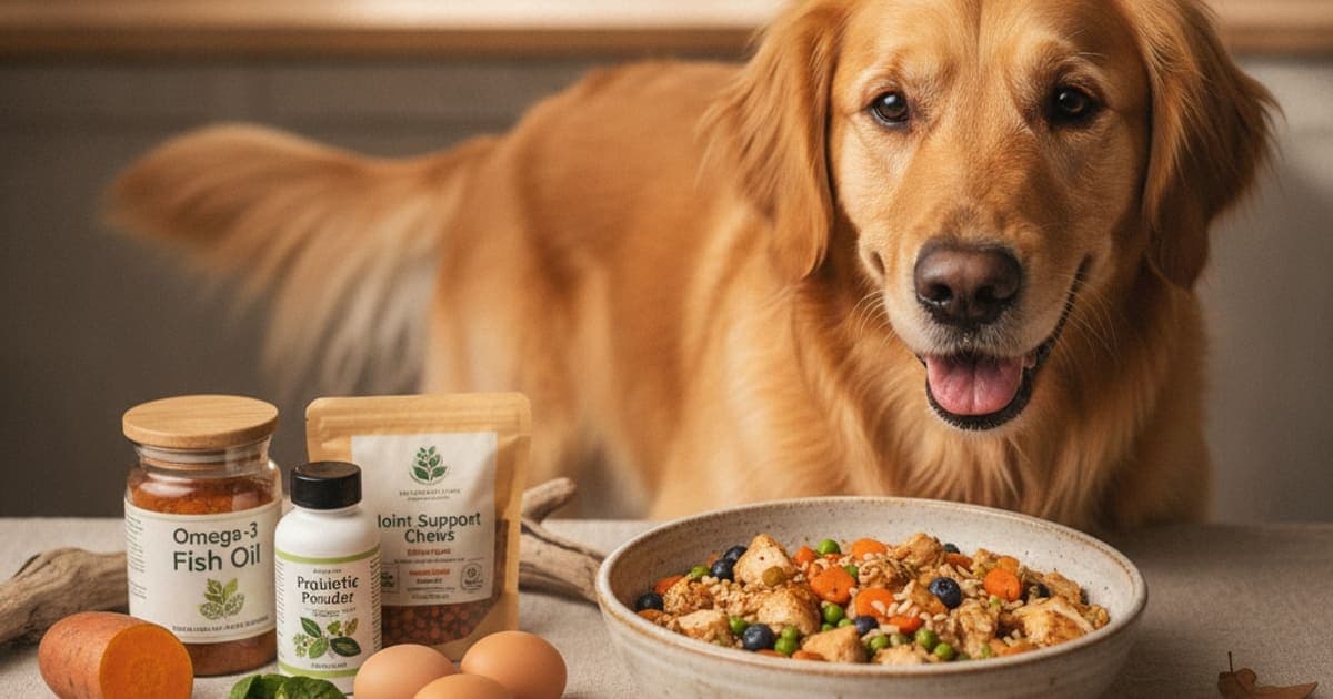 A dog being cared for at home, illustrating supplements to add to homemade dog food: what matters