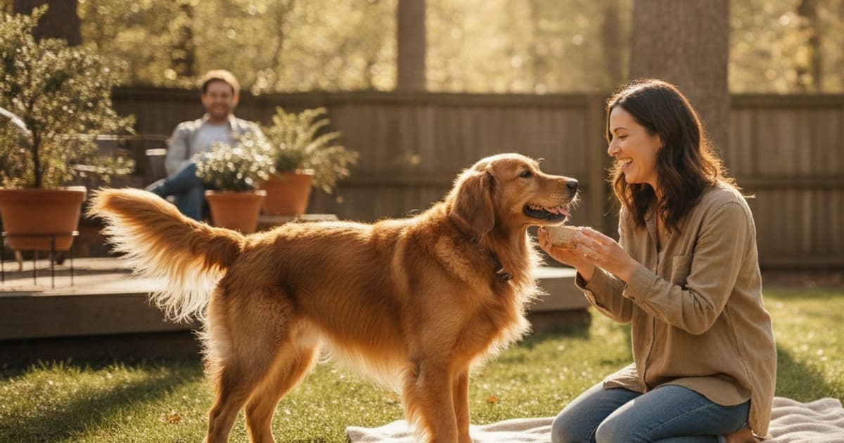A dog being cared for at home, illustrating supplements to help a dog gain weight