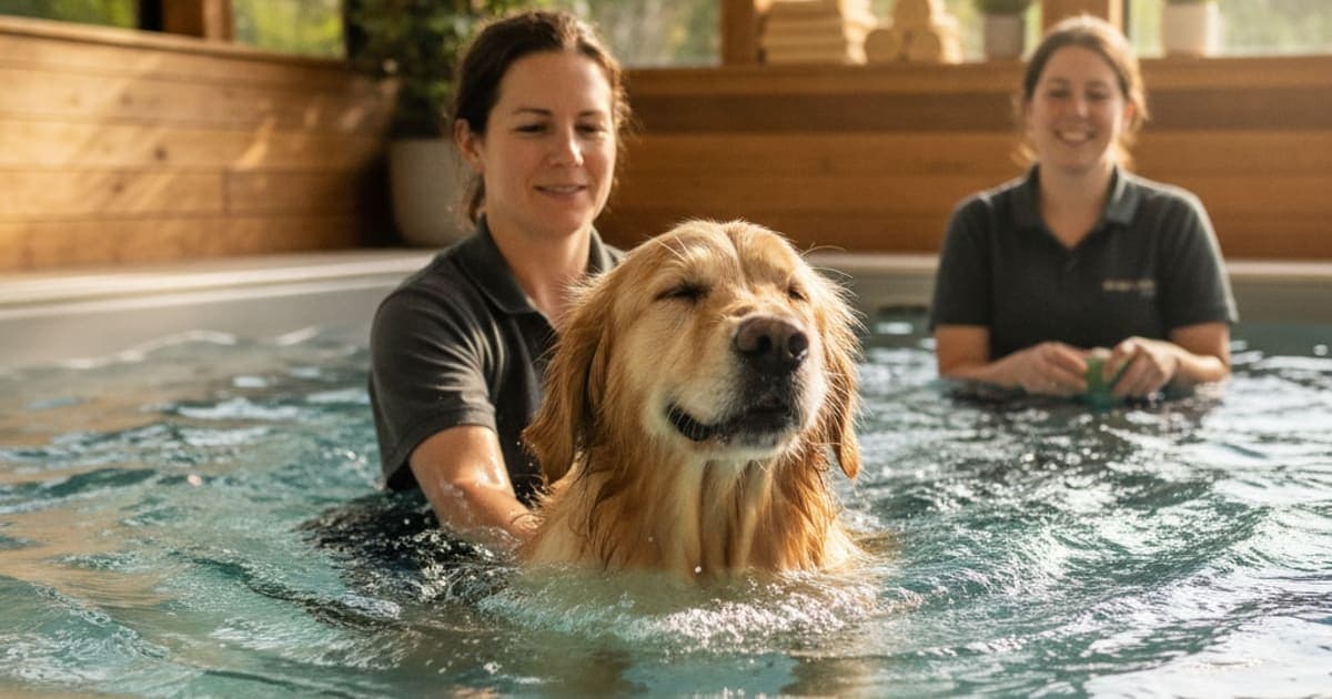 A dog being cared for at home, illustrating swimming for dogs with arthritis: where to go near you