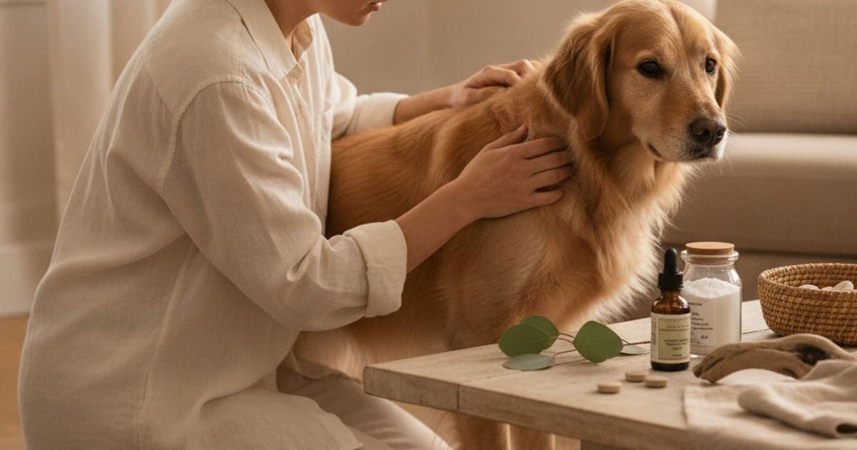 A dog being cared for at home, illustrating tb-500 and allergic reactions: what owners need to know