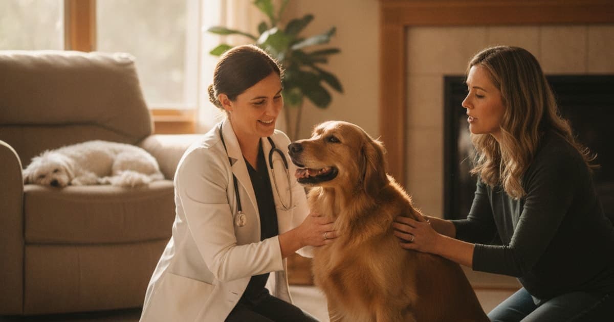 A dog being cared for at home, illustrating tb-500 drug interactions for dogs: what to know