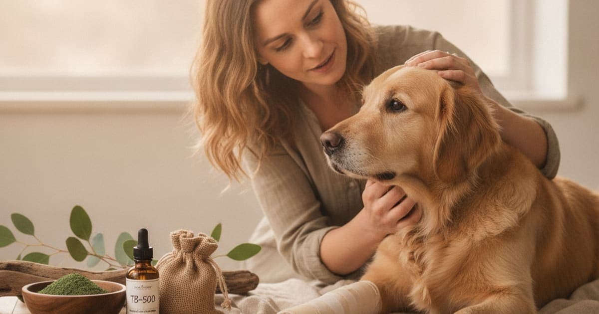 A dog being cared for at home, illustrating tb-500 for carpal hyperextension in dogs: does it work