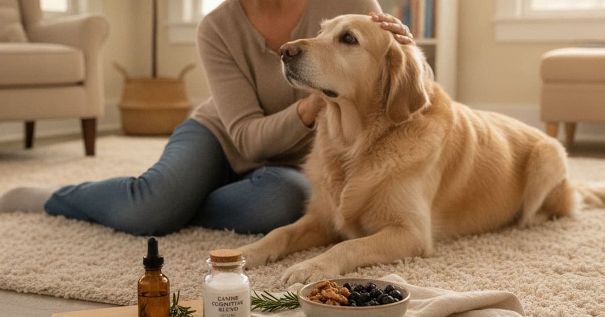 A dog being cared for at home, illustrating tb-500 for cognitive decline in dogs: does it work