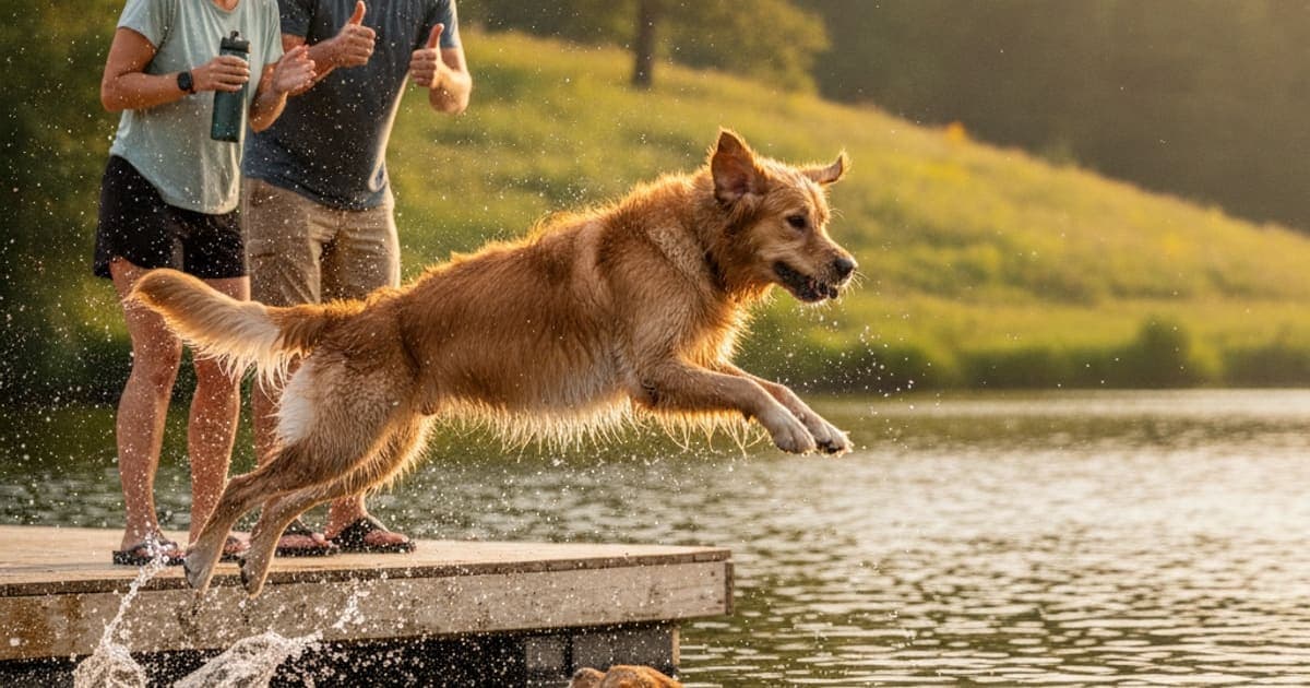 A dog being cared for at home, illustrating tb-500 for dock diving dogs: what owners should know