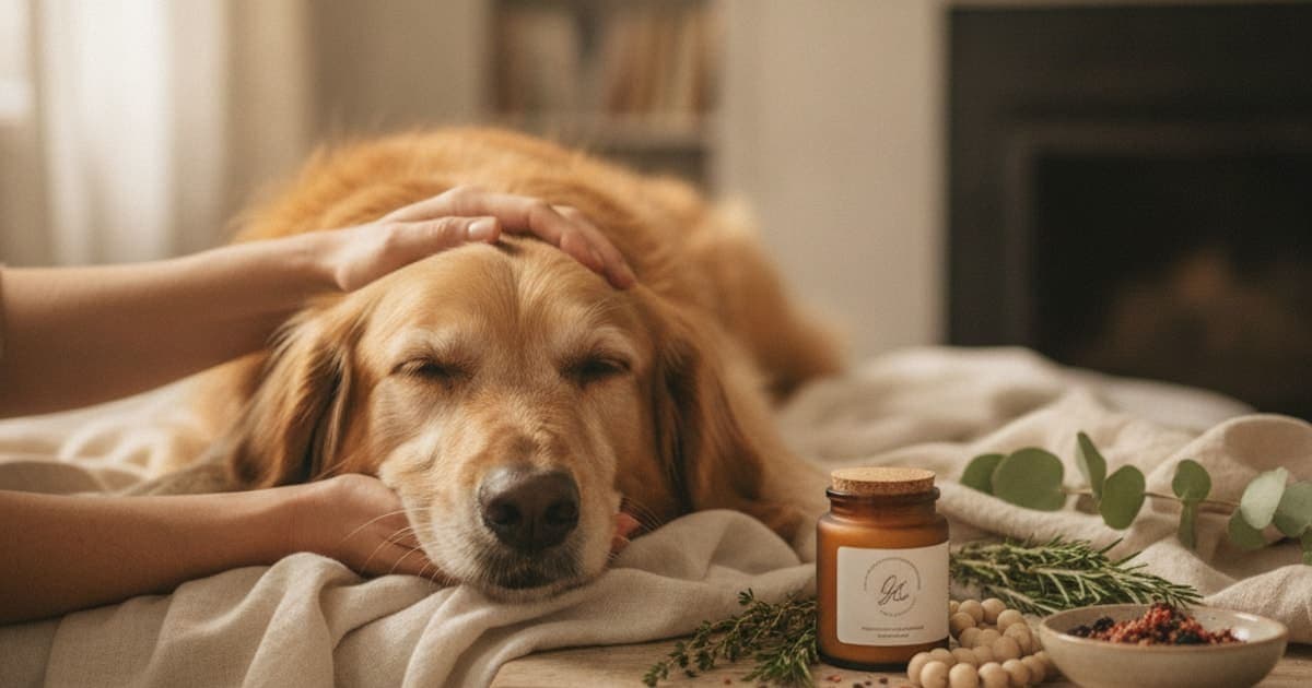 A dog being cared for at home, illustrating tb-500 for dogs on nsaids: what owners should know