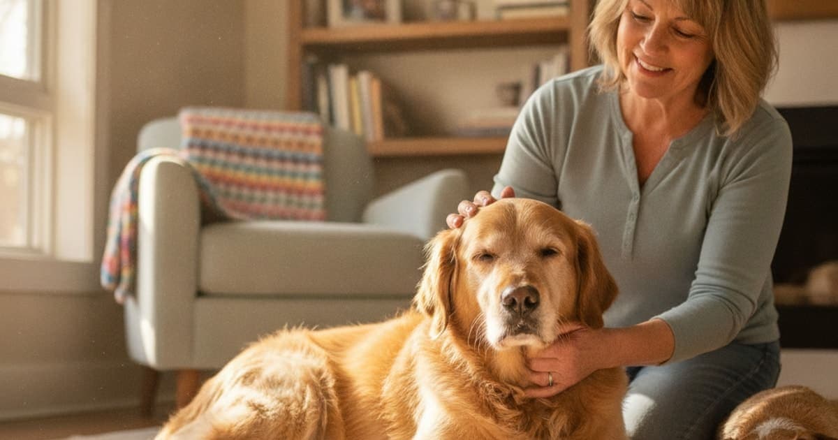 A dog being cared for at home, illustrating tb-500 for elbow arthritis in dogs: does it work