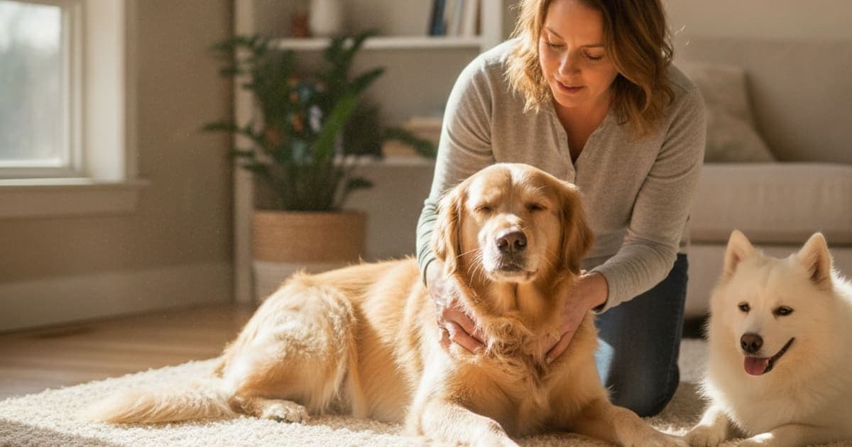 A dog being cared for at home, illustrating tb-500 for hygroma in dogs: does it work