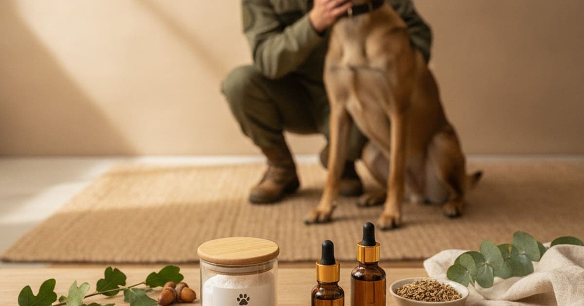 A dog being cared for at home, illustrating tb-500 for military working dogs
