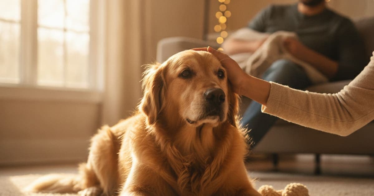 A dog being cared for at home, illustrating tb-500 for muscle tear in dogs: does it work