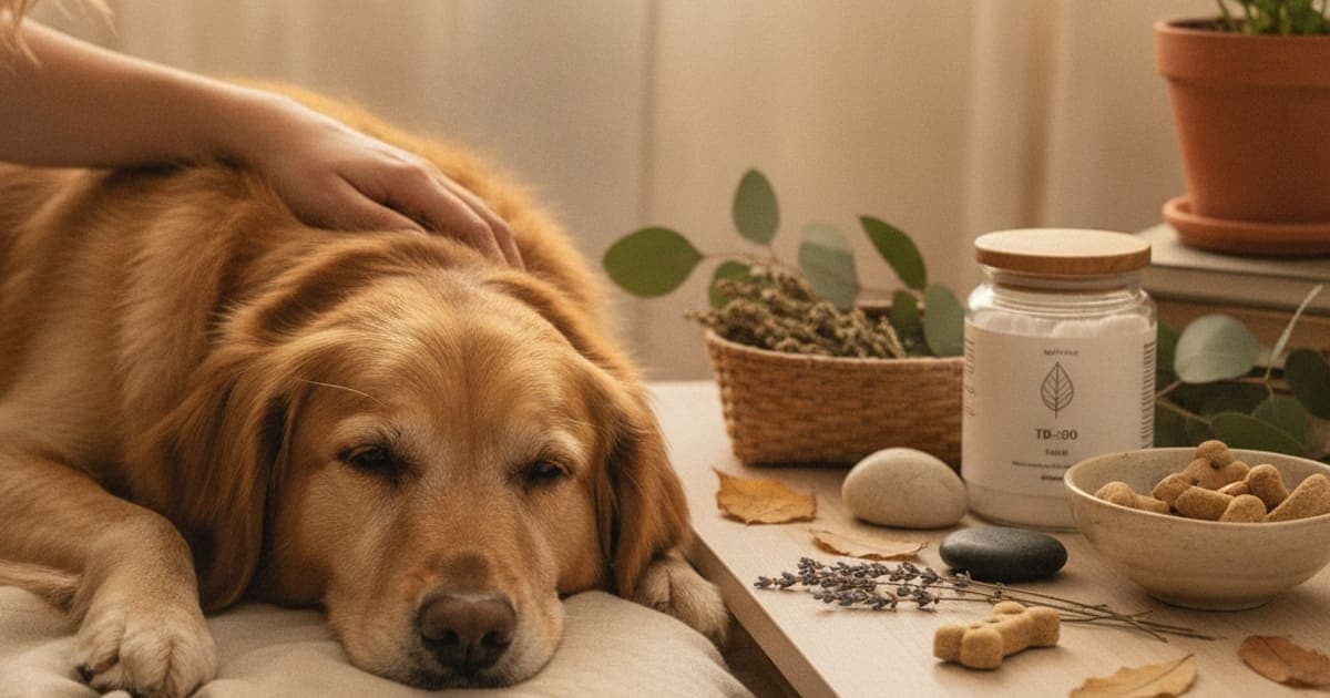 A dog being cared for at home, illustrating tb-500 for overweight dogs: what owners should know