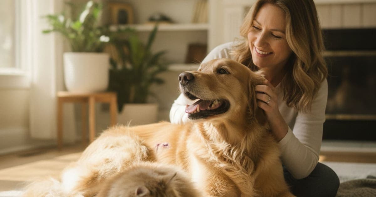A dog being cared for at home, illustrating tb-500 for post-surgical recovery in dogs: does it work