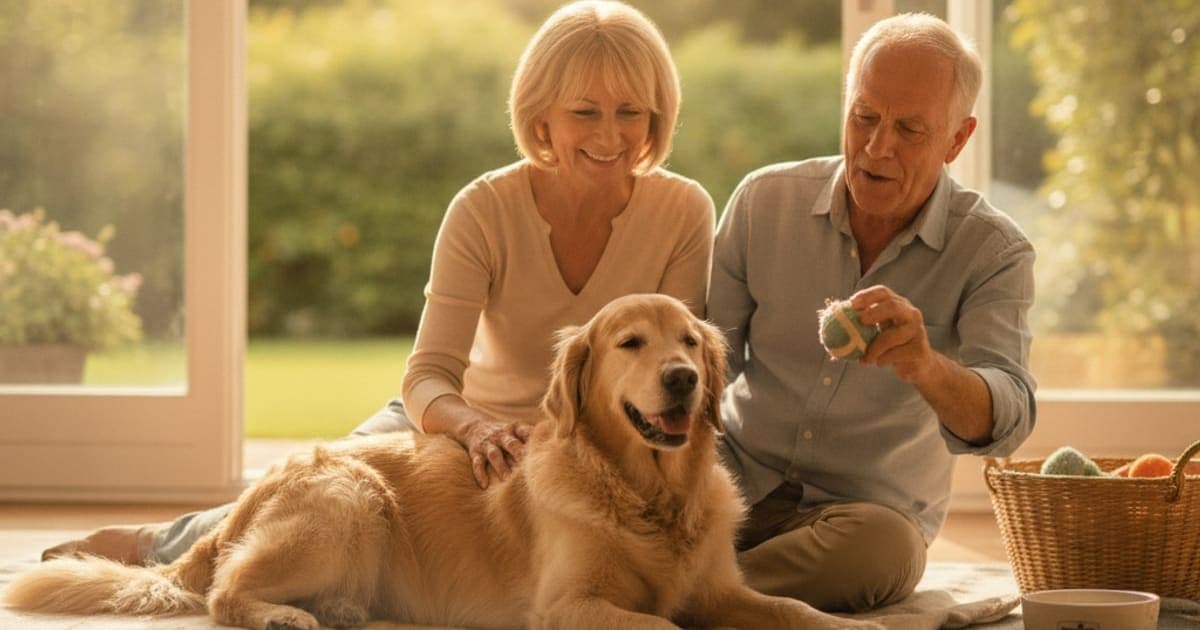 A dog being cared for at home, illustrating tb-500 for senior dogs: what it is and why owners use it