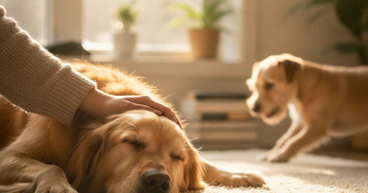 A dog being cared for at home, illustrating tb-500 for soft tissue injury in dogs: does it work