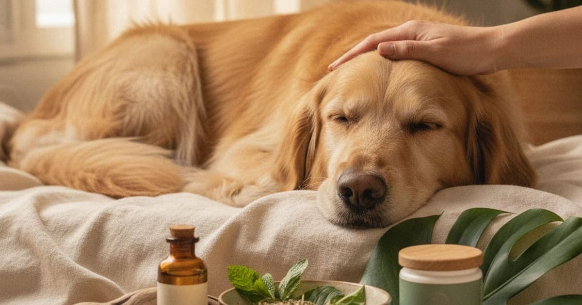 A dog being cared for at home, illustrating tb-500 for stomach ulcers in dogs: does it work