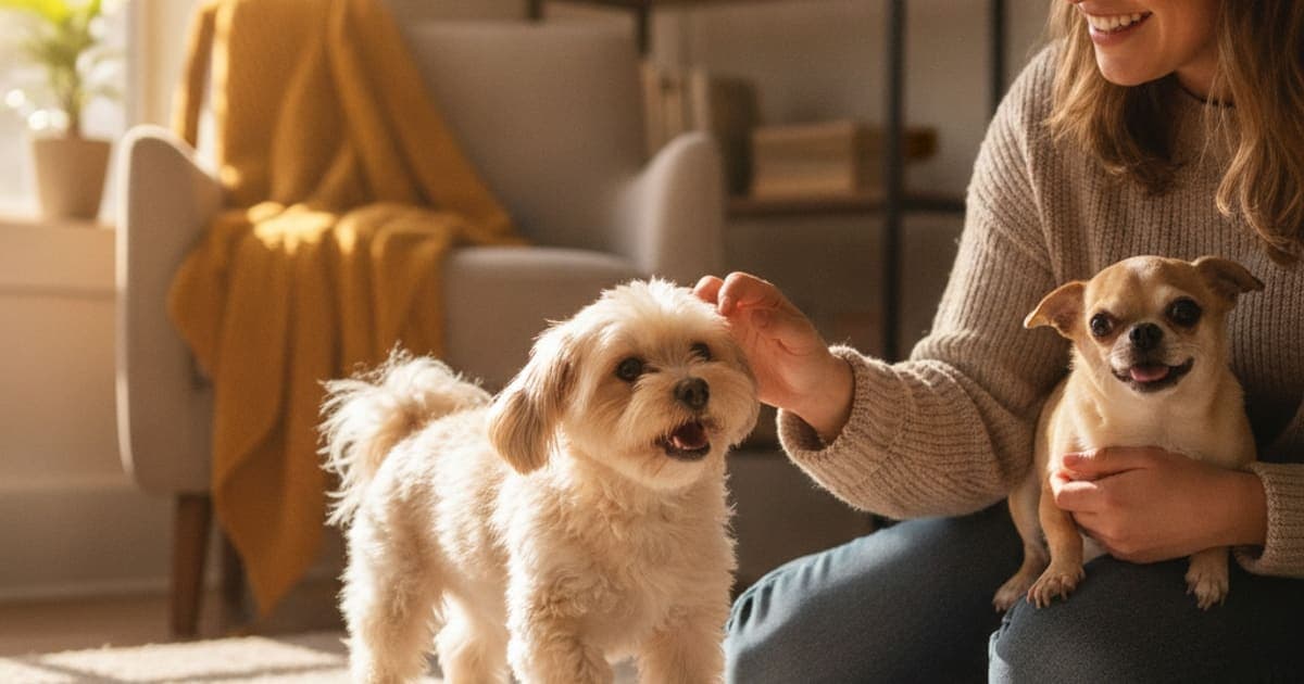 A dog being cared for at home, illustrating tb-500 for toy breeds