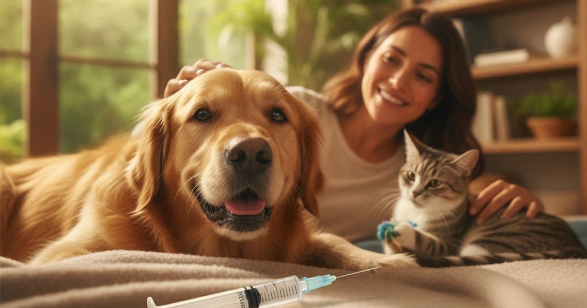 A dog being cared for at home, illustrating tb-500 needle size for dogs