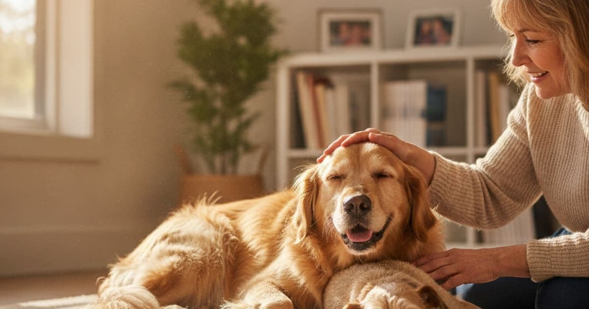 A dog being cared for at home, illustrating tb-500 safety with gabapentin for dogs