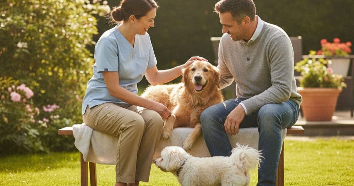A dog being cared for at home, illustrating tb-500 and steroids for dogs: what owners should know