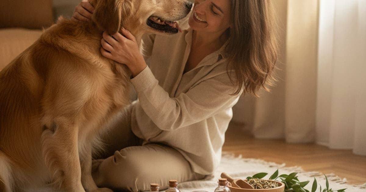 A dog being cared for at home, illustrating tb-500 subscription cost 2026 for dogs