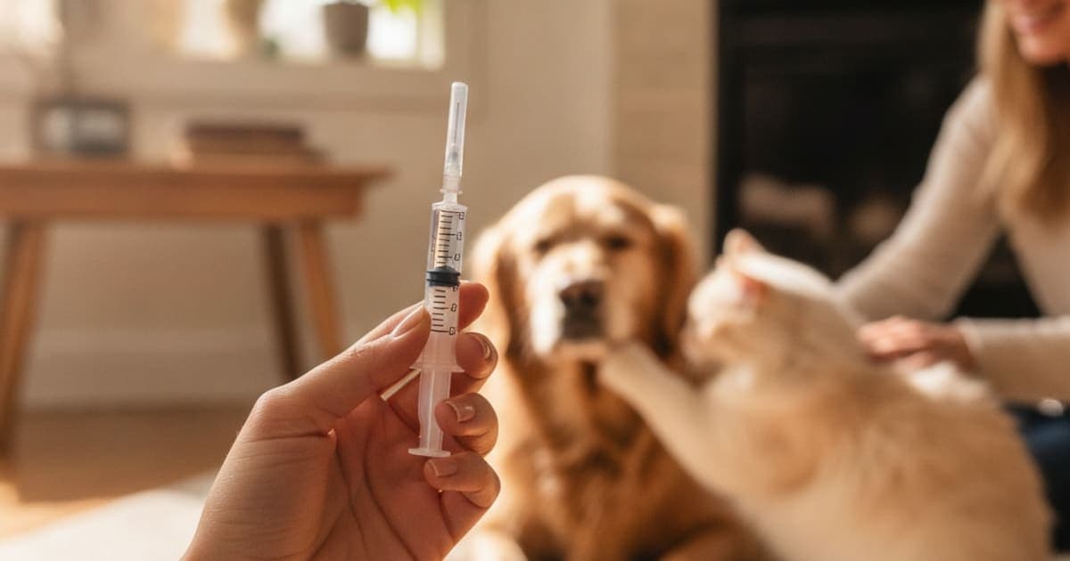 A dog being cared for at home, illustrating tb-500 syringe size for dogs
