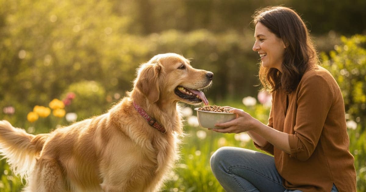 A dog being cared for at home, illustrating tb-500 timing with meals for dogs