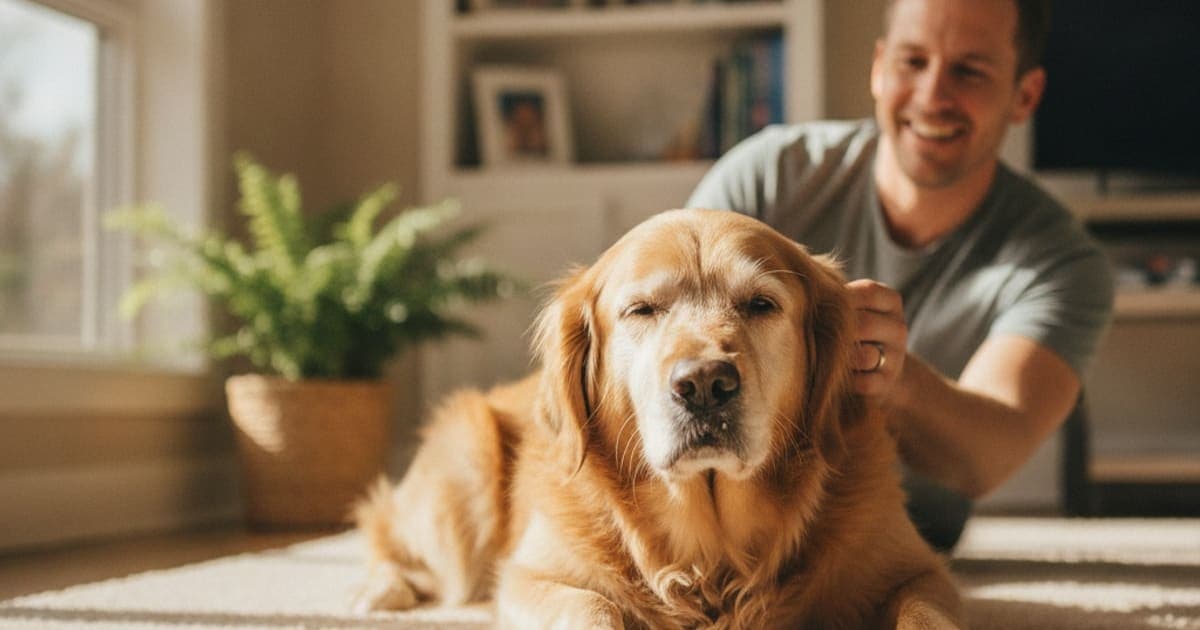 A dog being cared for at home, illustrating tb-500 vs antinol: which works better for dogs
