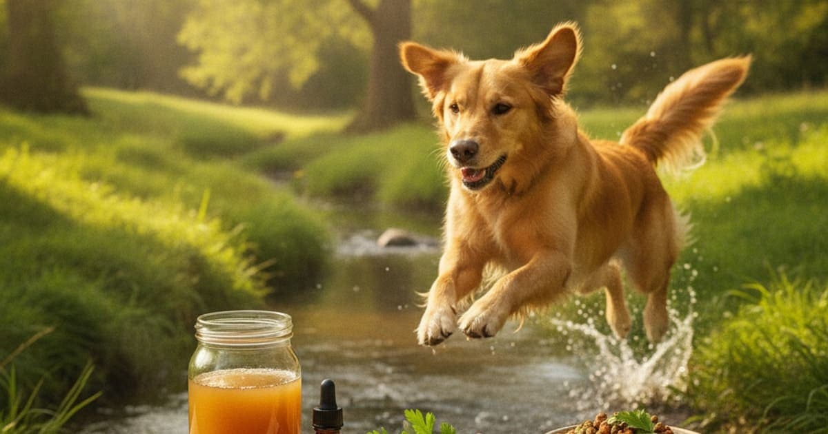 A dog being cared for at home, illustrating tb-500 vs bone broth for dogs: which works better