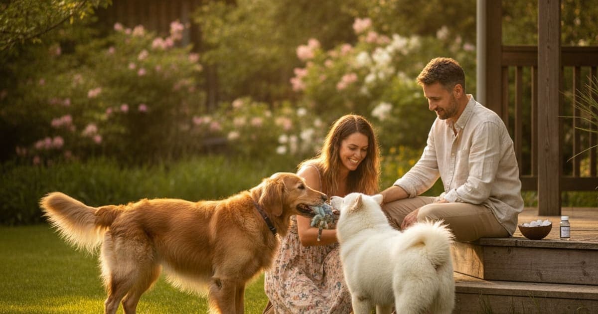 A dog being cared for at home, illustrating tb-500 vs coconut oil for dogs: which works better