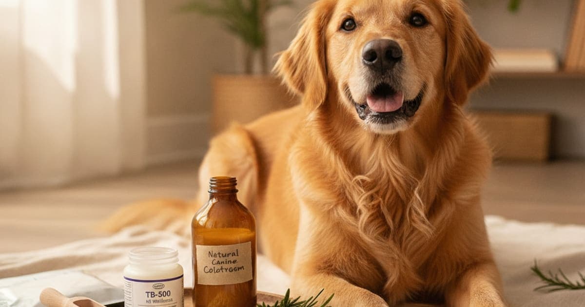 A dog being cared for at home, illustrating tb-500 vs colostrum: which works better for dogs