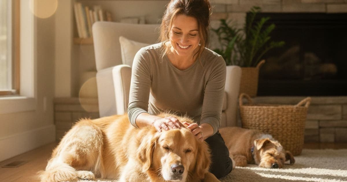 A dog being cared for at home, illustrating tb-500 vs tramadol: which works better for dogs