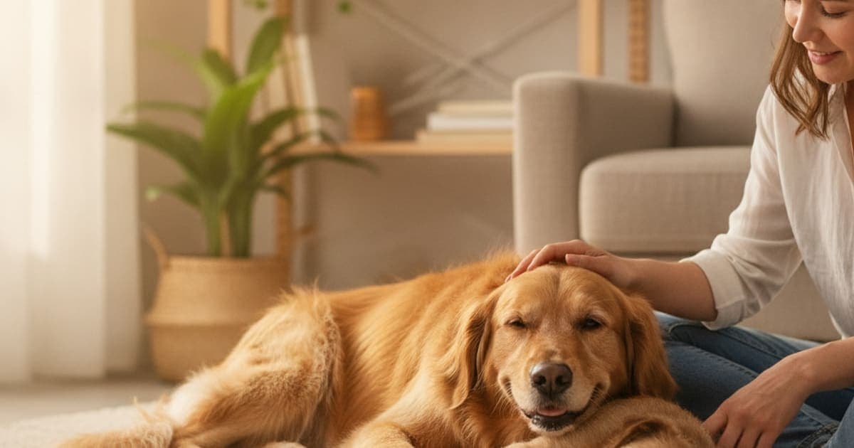 A dog being cared for at home, illustrating tb-500 vs yucca for dogs: which works better