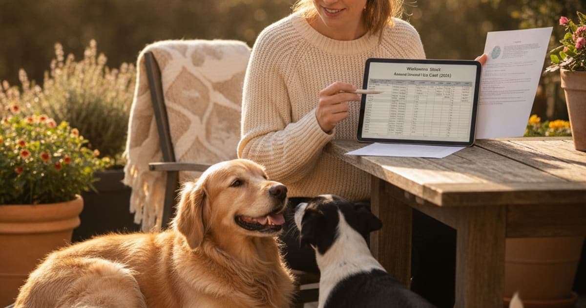 A dog being cared for at home, illustrating wolverine stack annual cost 2026 for dogs